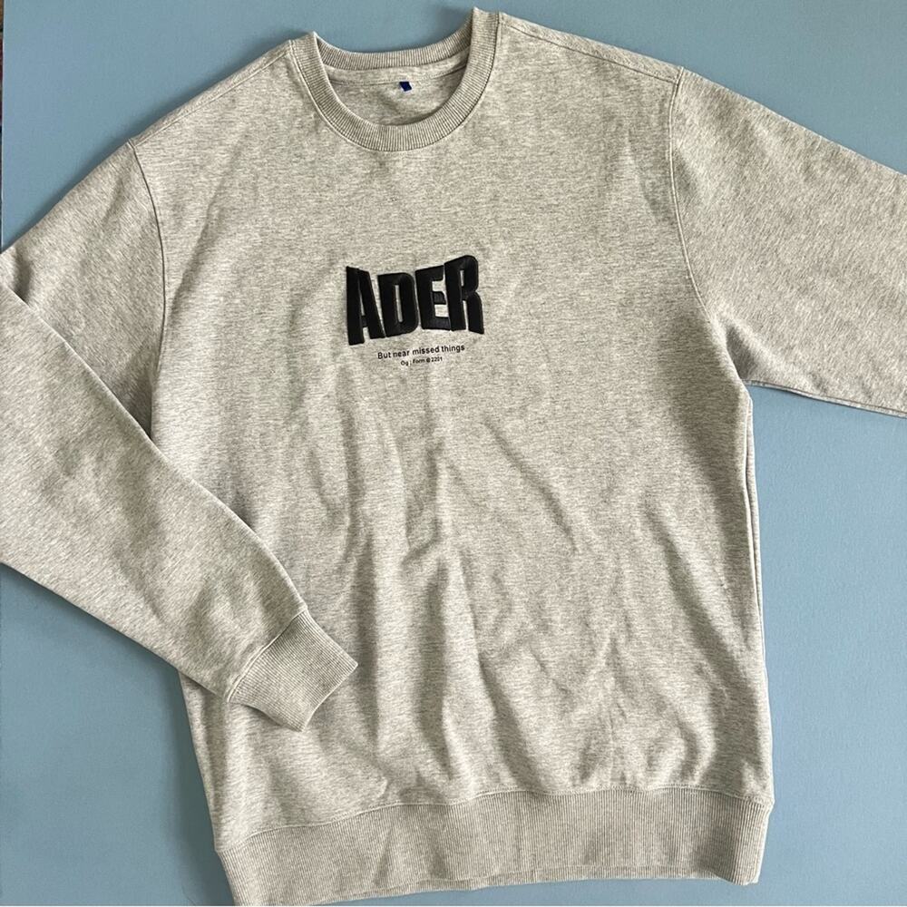 Ader Error Og Form Logo Embroidered Grey Crewneck… - image 4